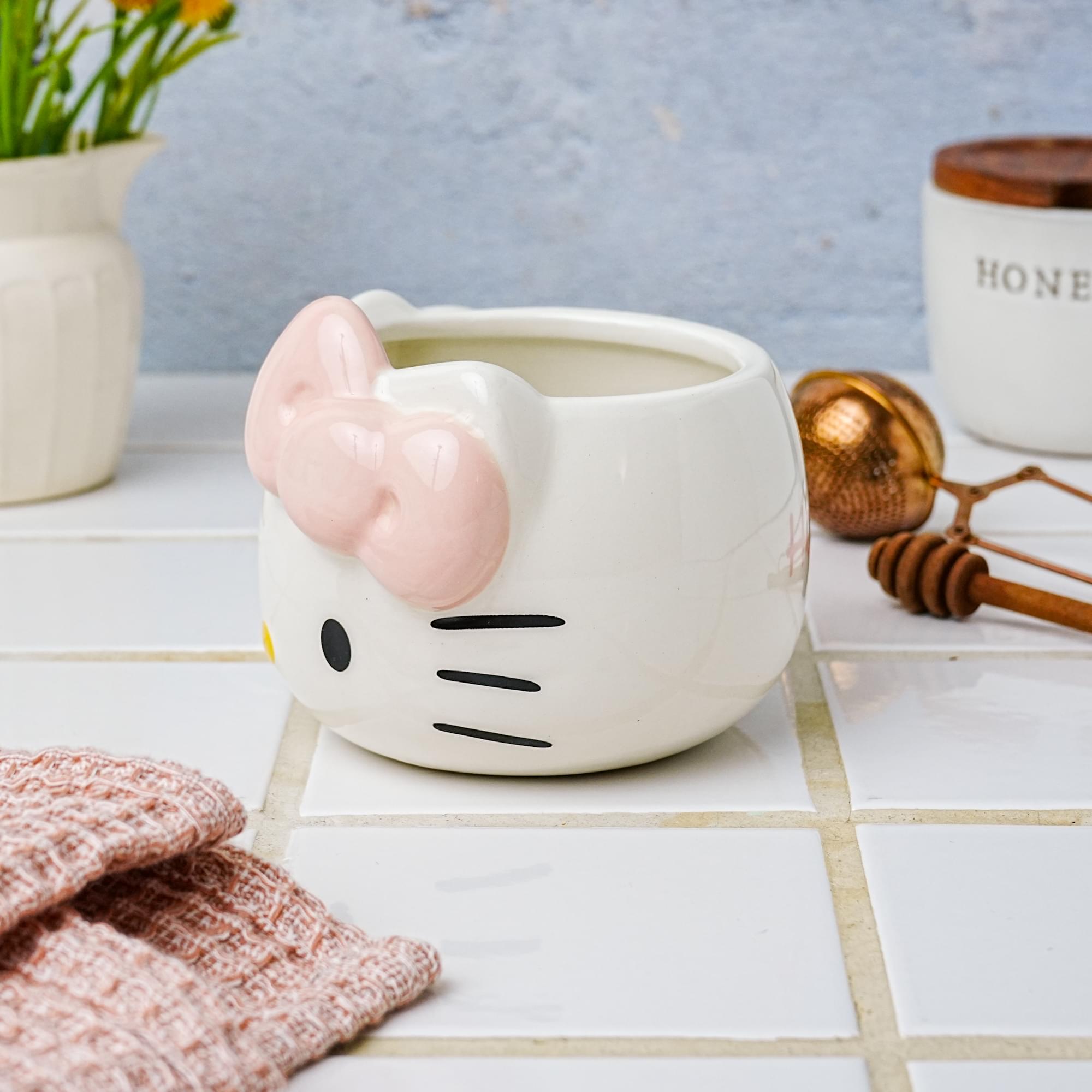 Sanrio Hello Kitty Face Pink Bow Sculpted Ceramic Mug | Holds 20 Ounces