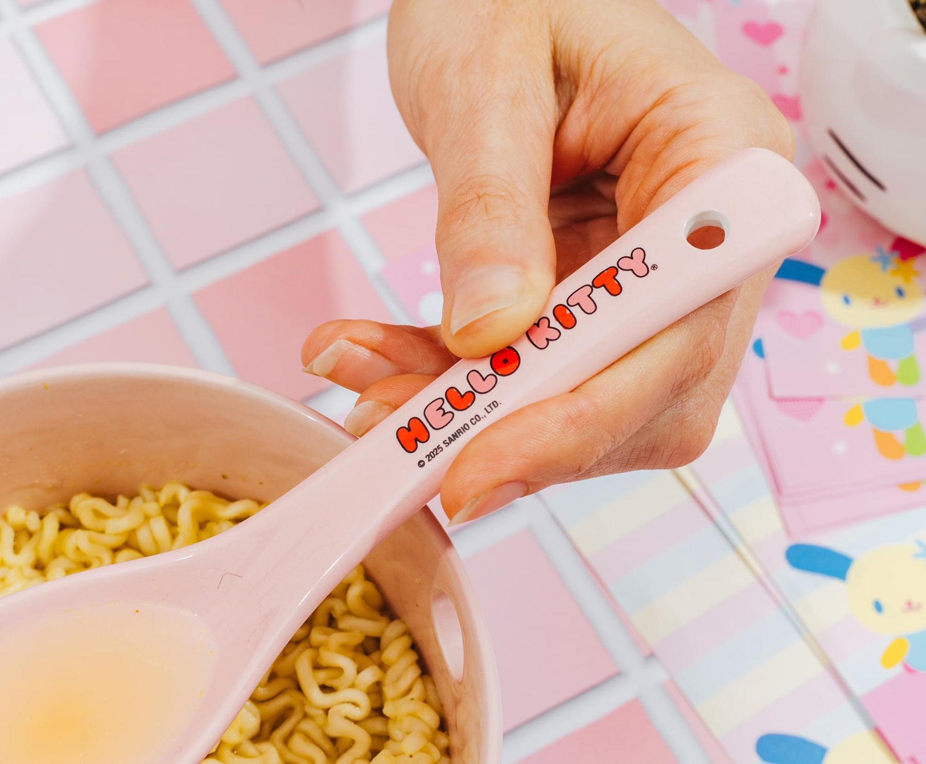 Sanrio Hello Kitty Sprinkles 20-Ounce Ramen Bowl, Chopsticks, and Spoon Set