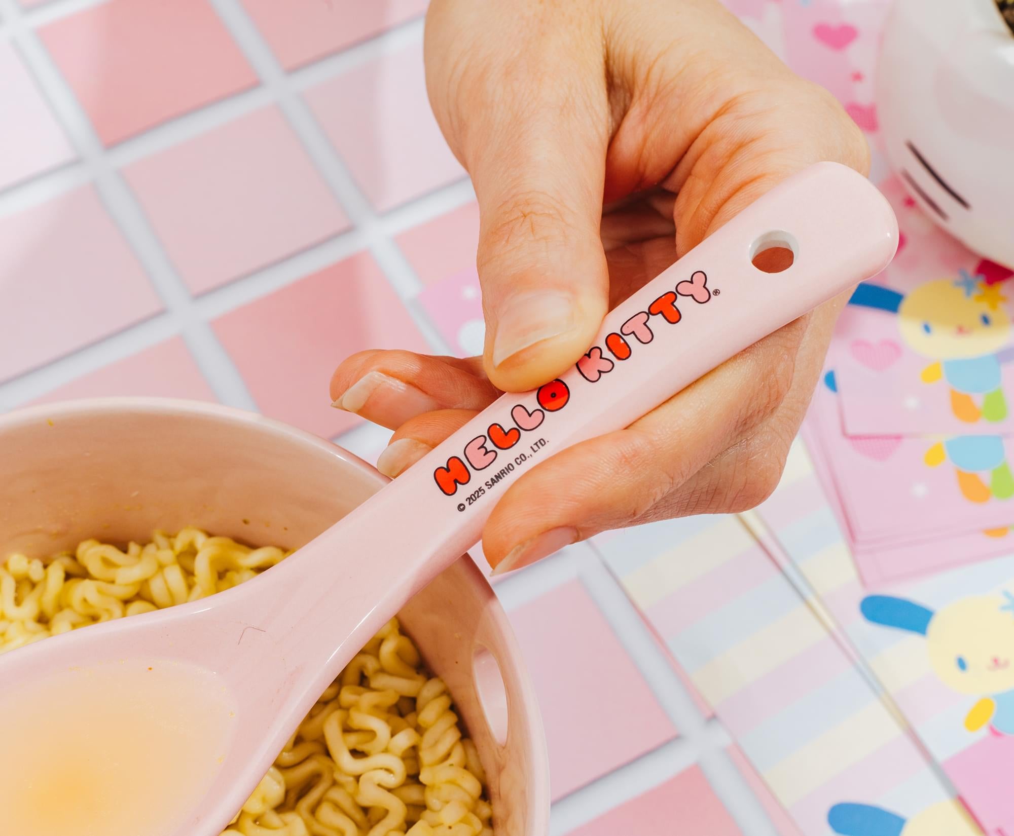 Sanrio Hello Kitty Sprinkles 20-Ounce Ramen Bowl, Chopsticks, and Spoon Set