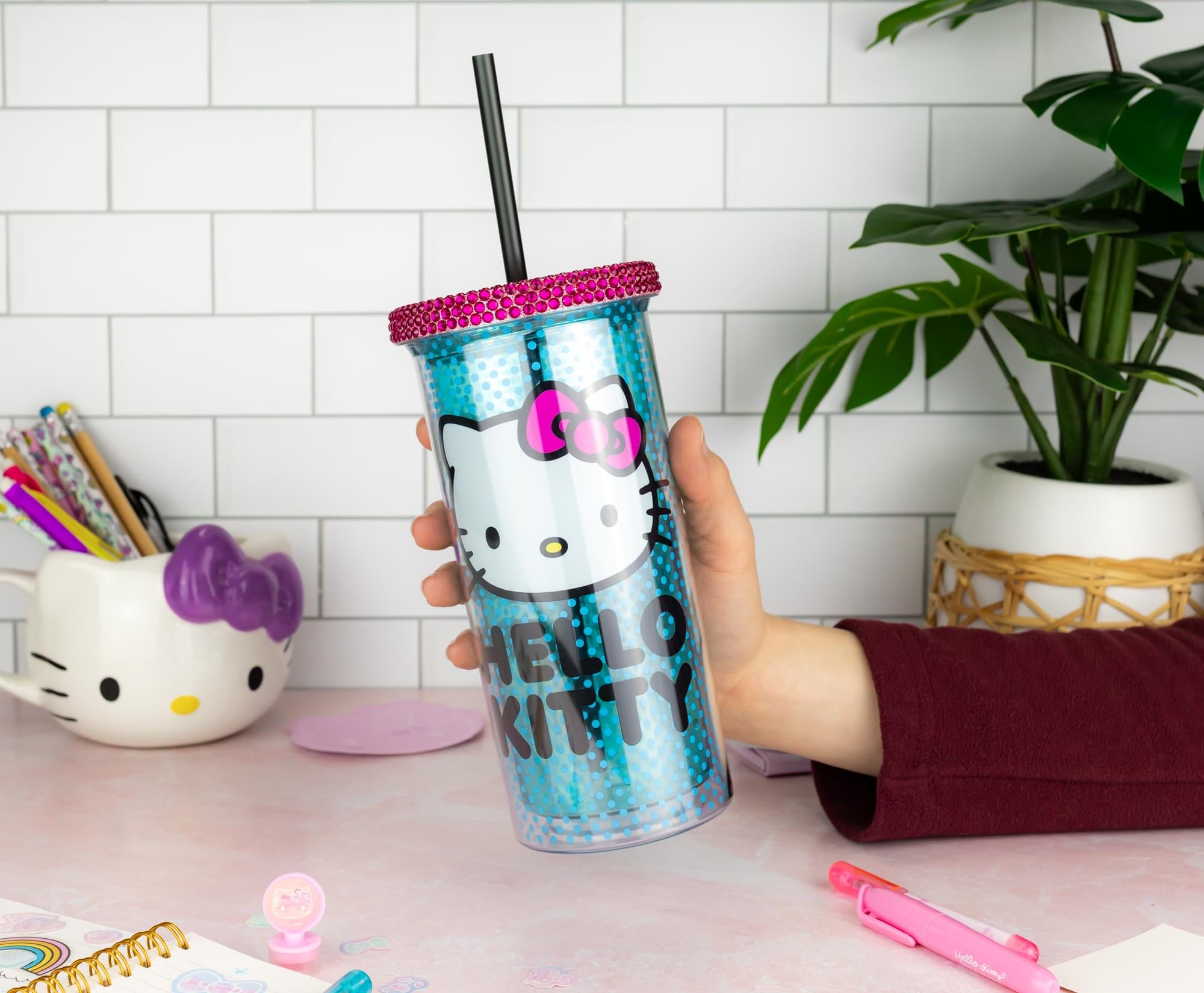 Sanrio Hello Kitty Polka Dots Carnival Cup With Lid and Straw | Holds 20 Ounces