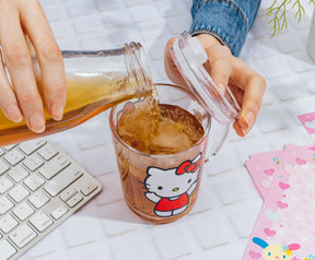 Sanrio Hello Kitty Red Outfit Glass Mug With Lid | Holds 14 Ounces
