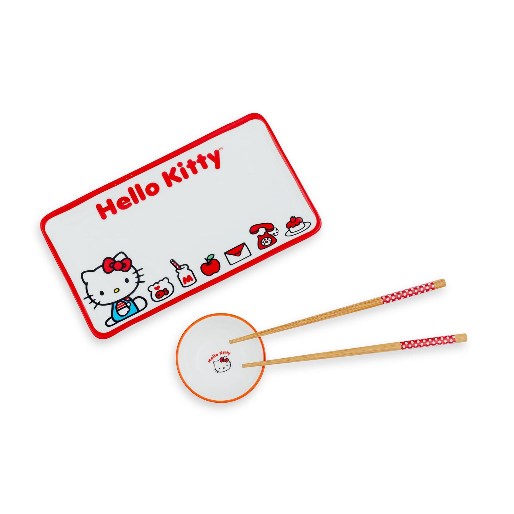 Sanrio Hello Kitty Icons 3-Piece Sushi Set With Sauce Bowl and Chopsticks