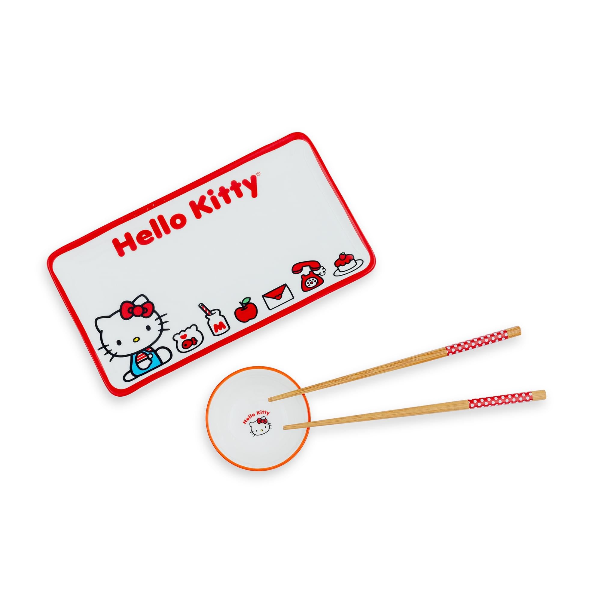 Sanrio Hello Kitty Icons 3-Piece Sushi Set With Sauce Bowl and Chopsticks