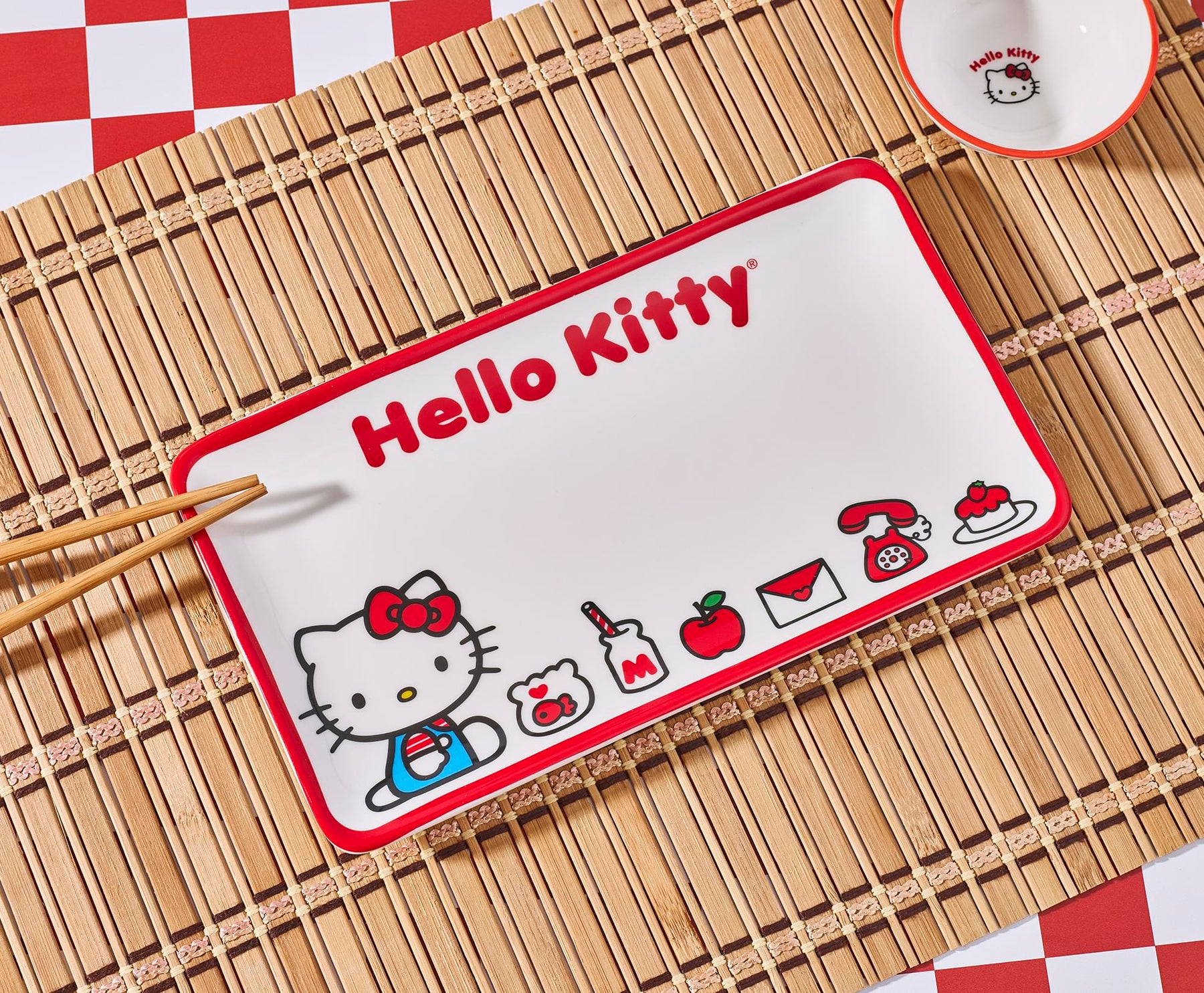 Sanrio Hello Kitty Icons 3-Piece Sushi Set With Sauce Bowl and Chopsticks