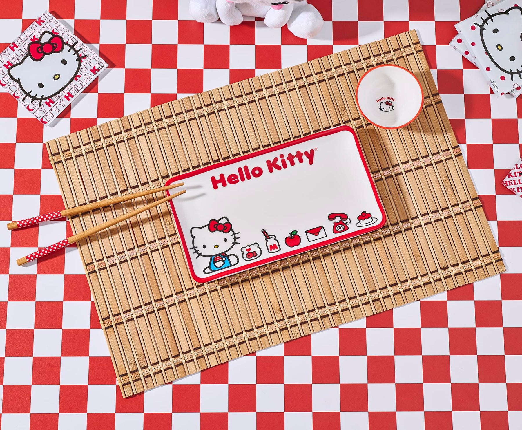 Sanrio Hello Kitty Icons 3-Piece Sushi Set With Sauce Bowl and Chopsticks