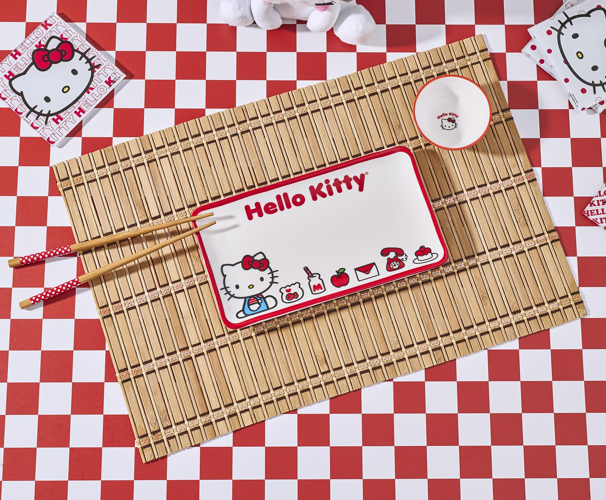 Sanrio Hello Kitty Icons 3-Piece Sushi Set With Sauce Bowl and Chopsticks