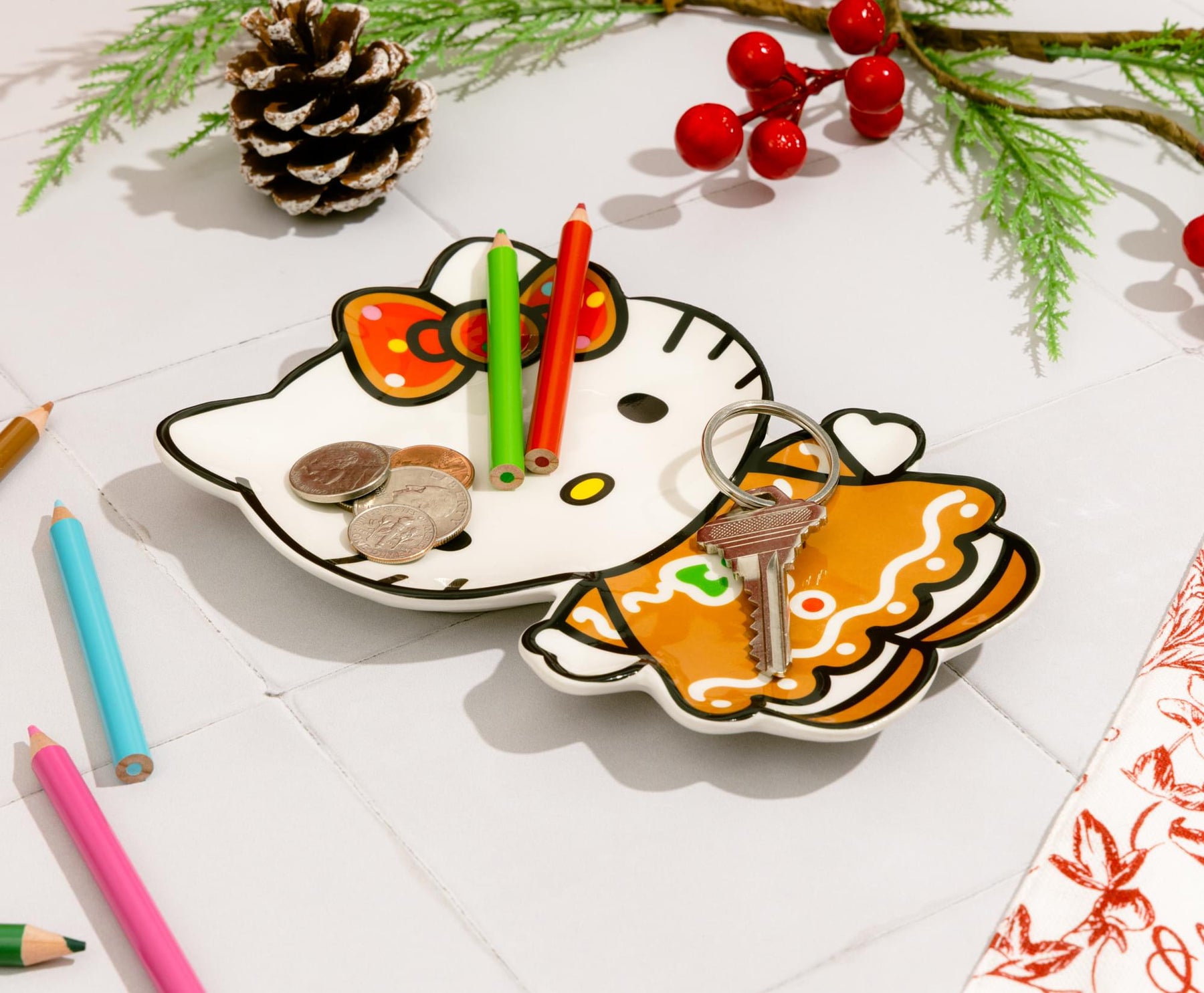 Sanrio Hello Kitty Gingerbread Dress Sculpted Ceramic Trinket Tray