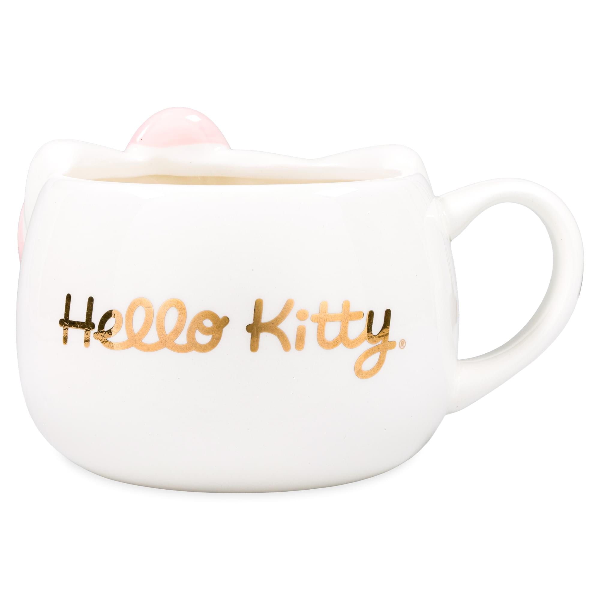 Sanrio Hello Kitty Golden Face Sculpted Ceramic Mug | Holds 20 Ounces