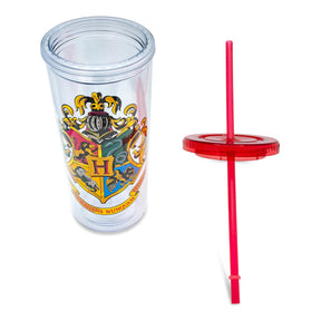 Harry Potter Hogwarts Crest Plastic Carnival Cup With Lid and Straw | 20 Ounces