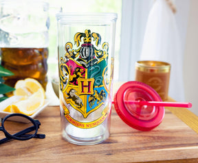 Harry Potter Hogwarts Crest Plastic Carnival Cup With Lid and Straw | 20 Ounces