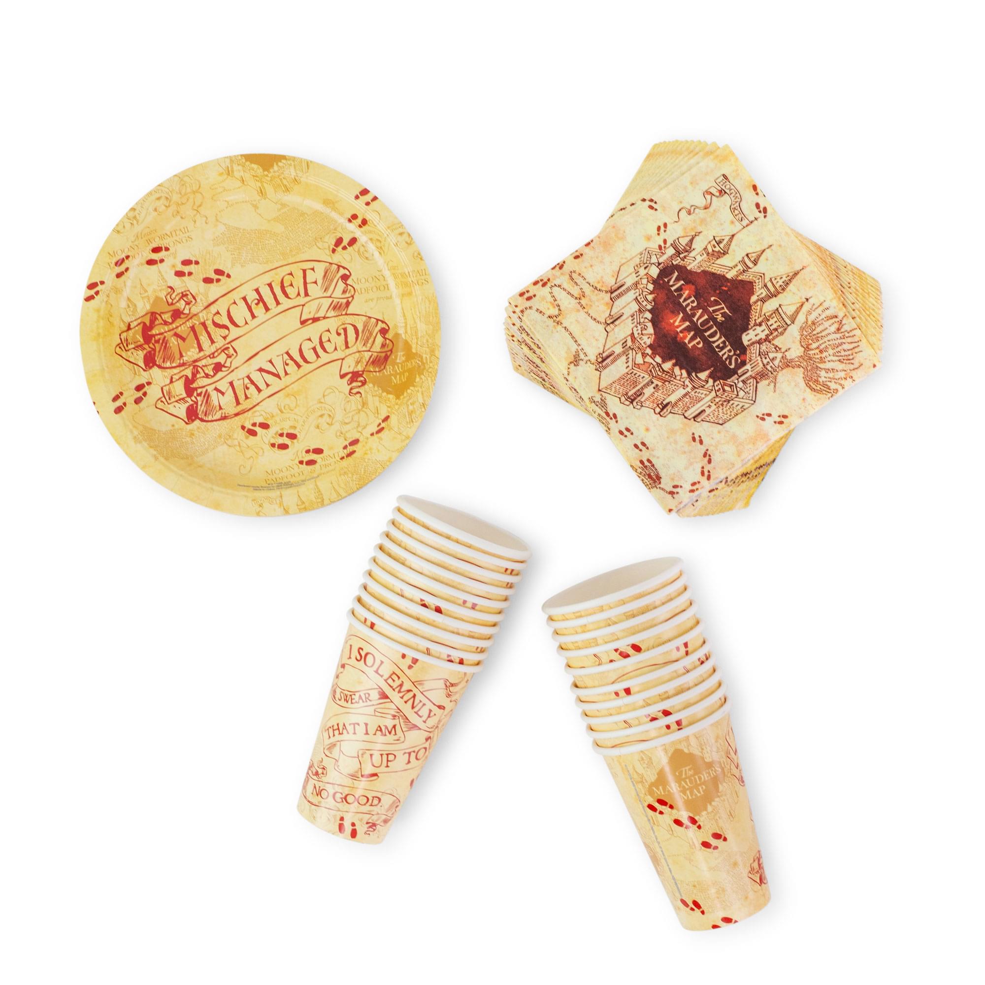 Harry Potter Marauder's Map 60-Piece Party Tableware Set | Cups, Plates, Napkins