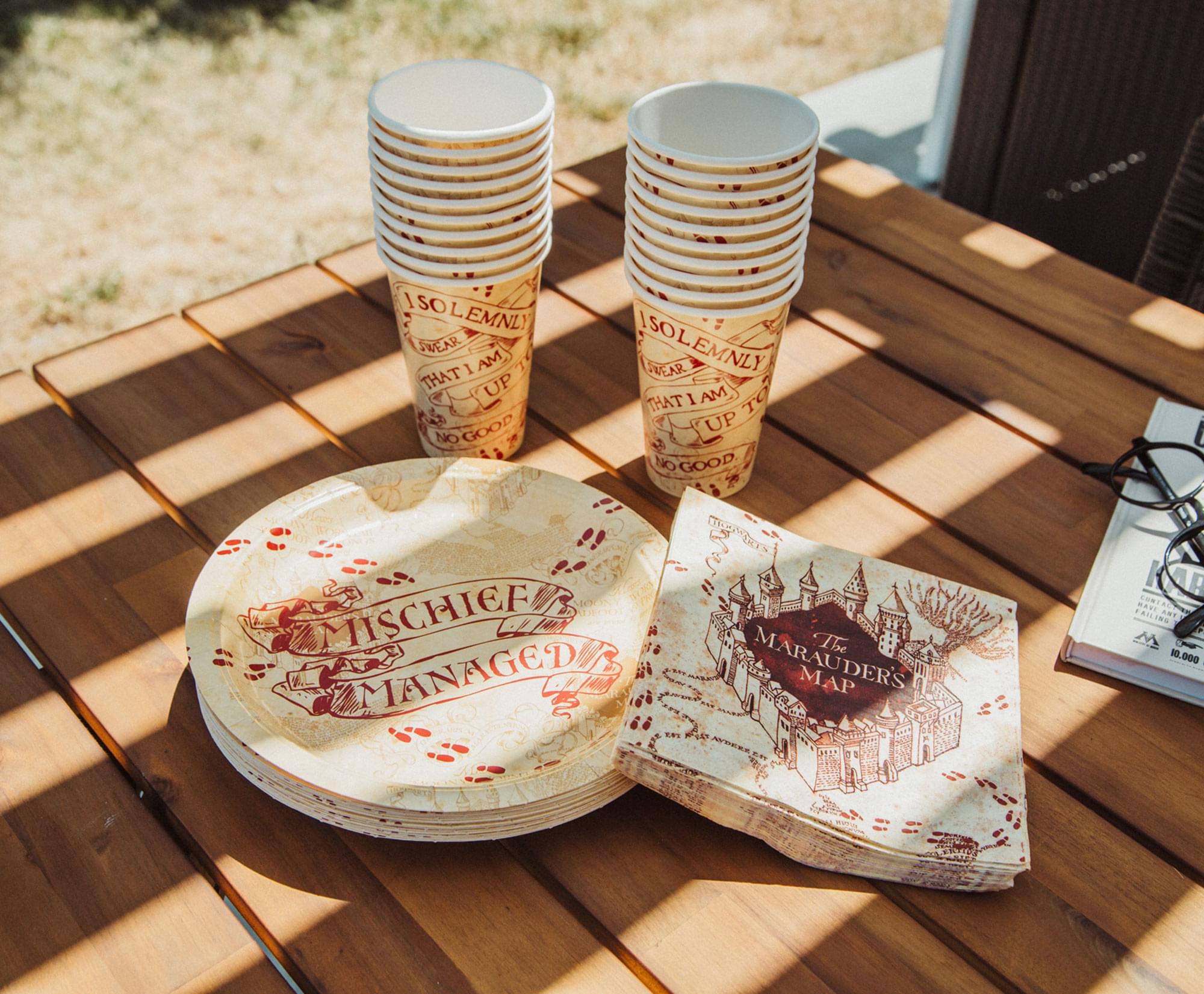 Harry Potter Marauder's Map 60-Piece Party Tableware Set | Cups, Plates, Napkins