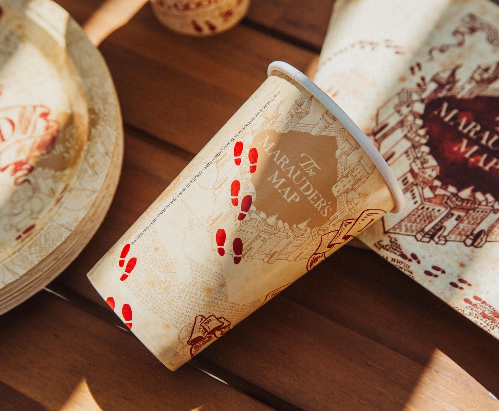 Harry Potter Marauder's Map 60-Piece Party Tableware Set | Cups, Plates, Napkins