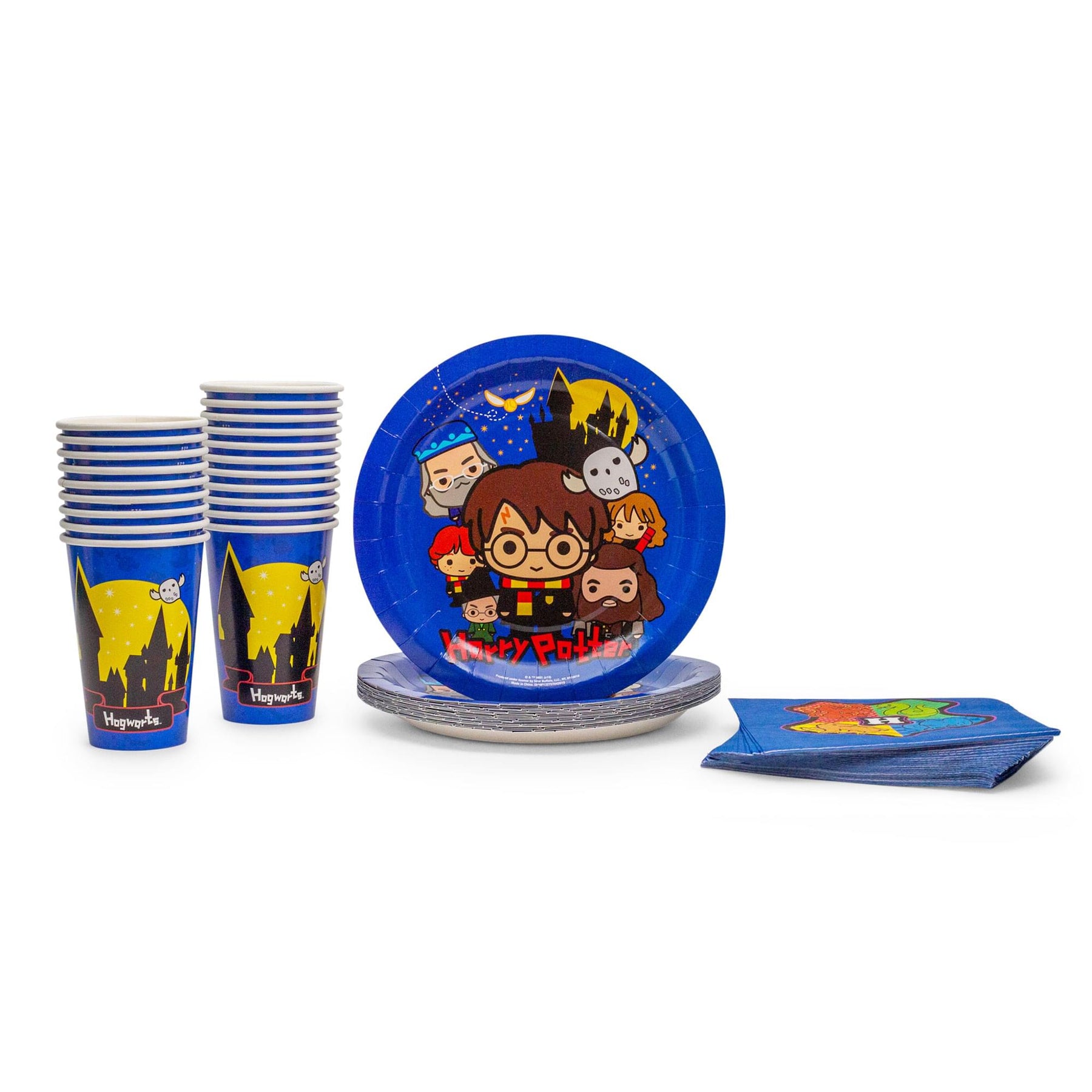 Harry Potter & Friends Chibi Styling 60 Piece Party Tableware Set, Cups, Plates