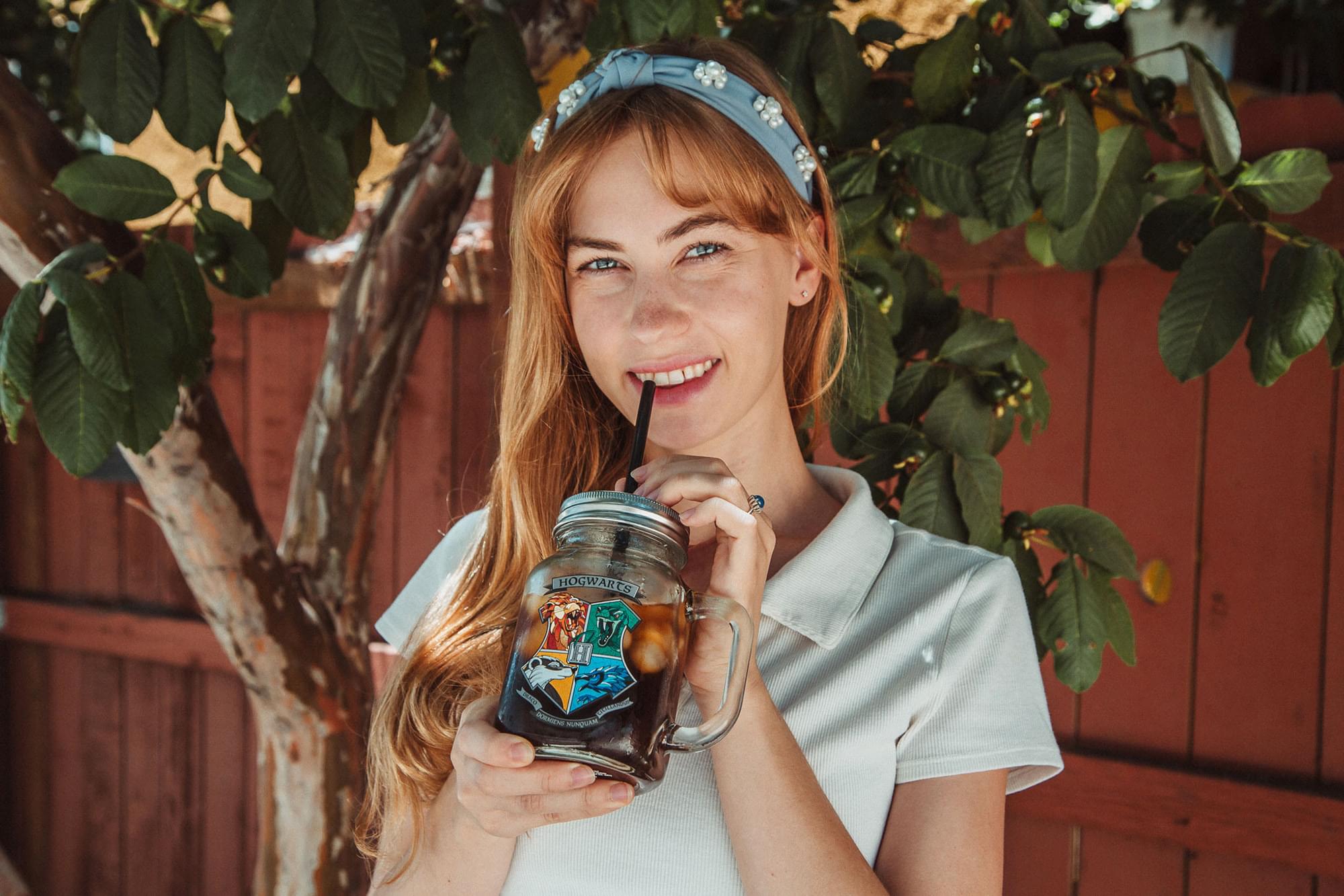 Harry Potter Hogwarts Crest 21 Ounce Glass Mason Jar With Lid and Straw