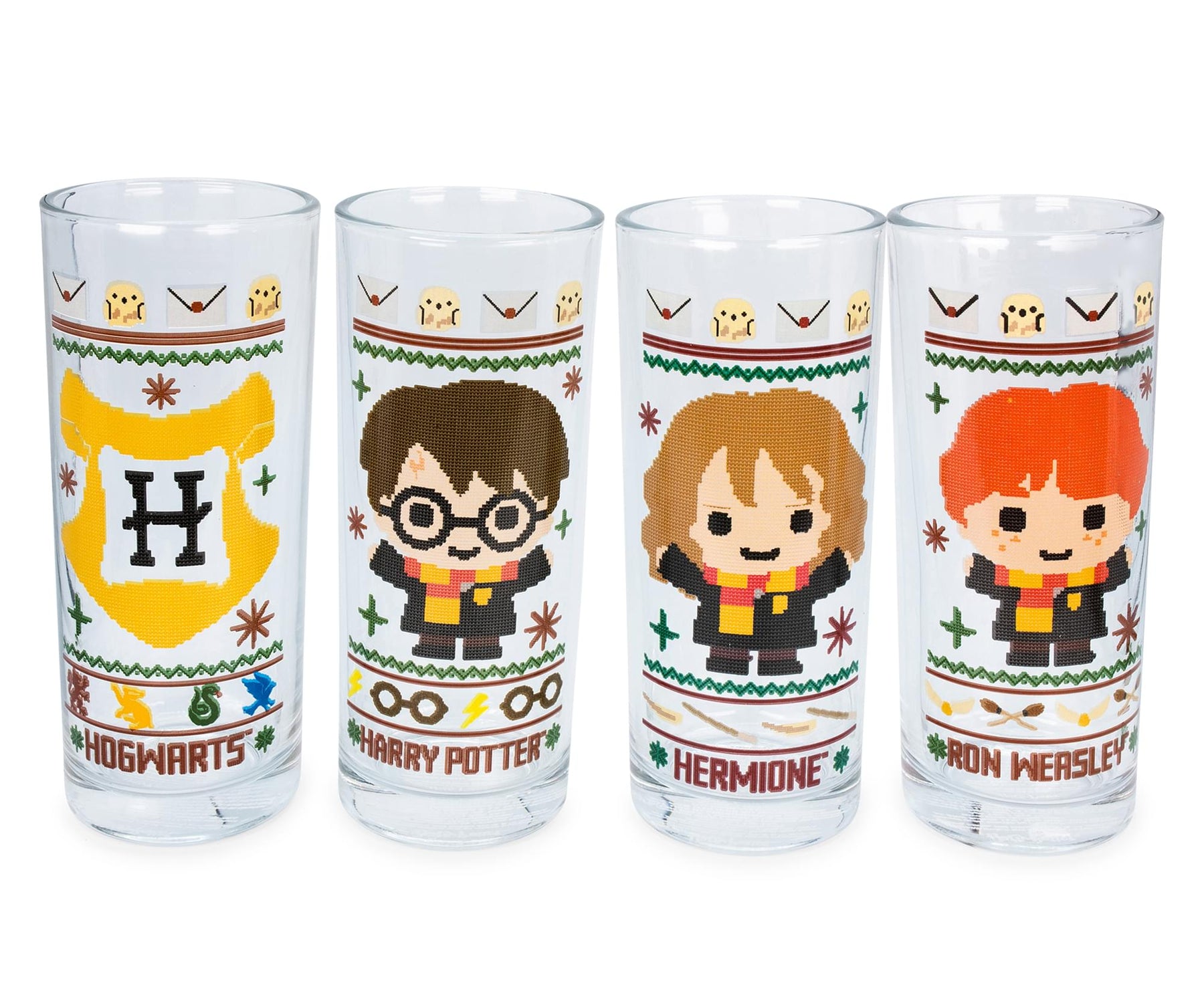 Harry Potter Chibi Christmas Sweater 10-Ounce Tumbler Glasses | Set of 4
