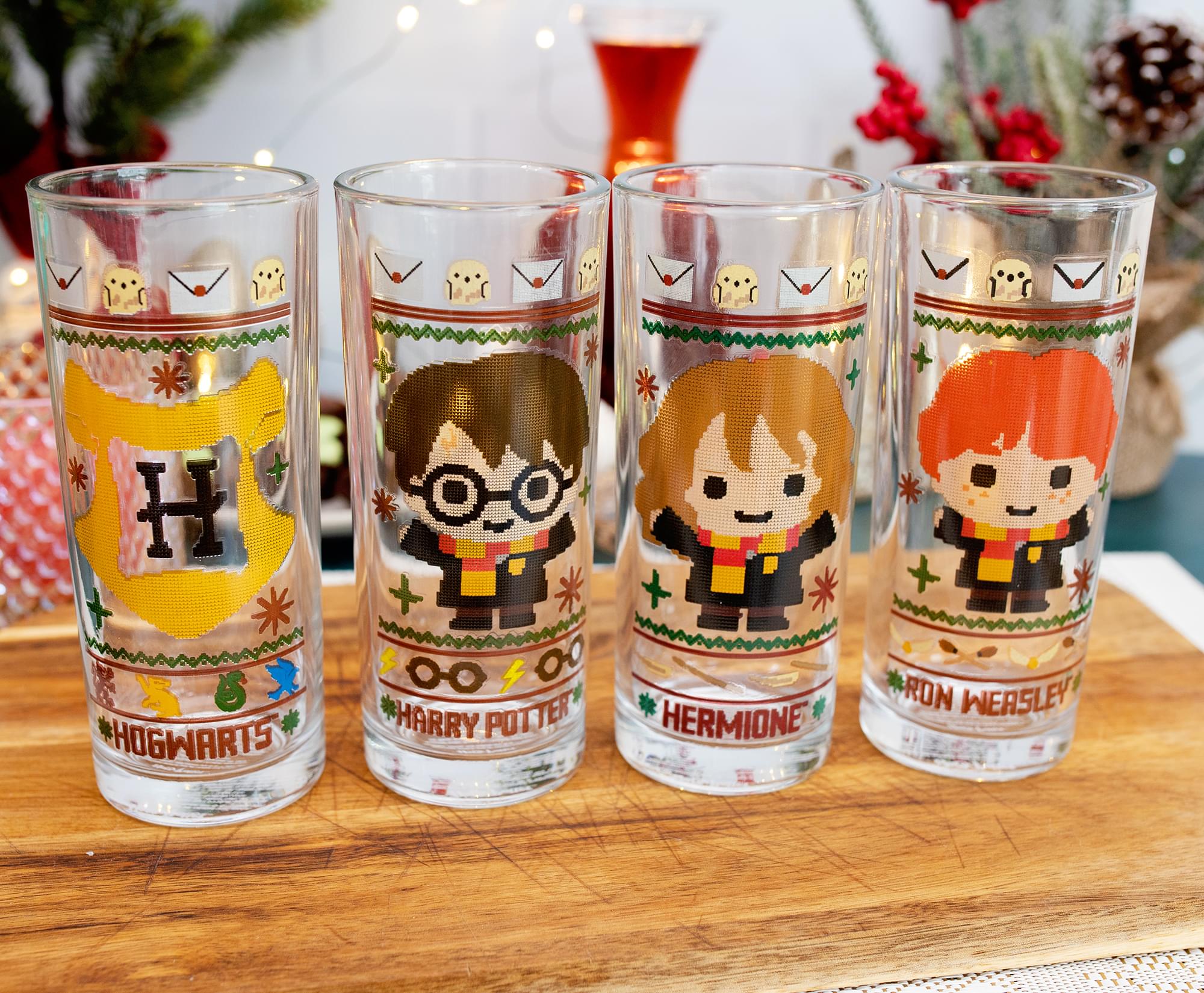 Harry Potter Chibi Christmas Sweater 10-Ounce Tumbler Glasses | Set of 4