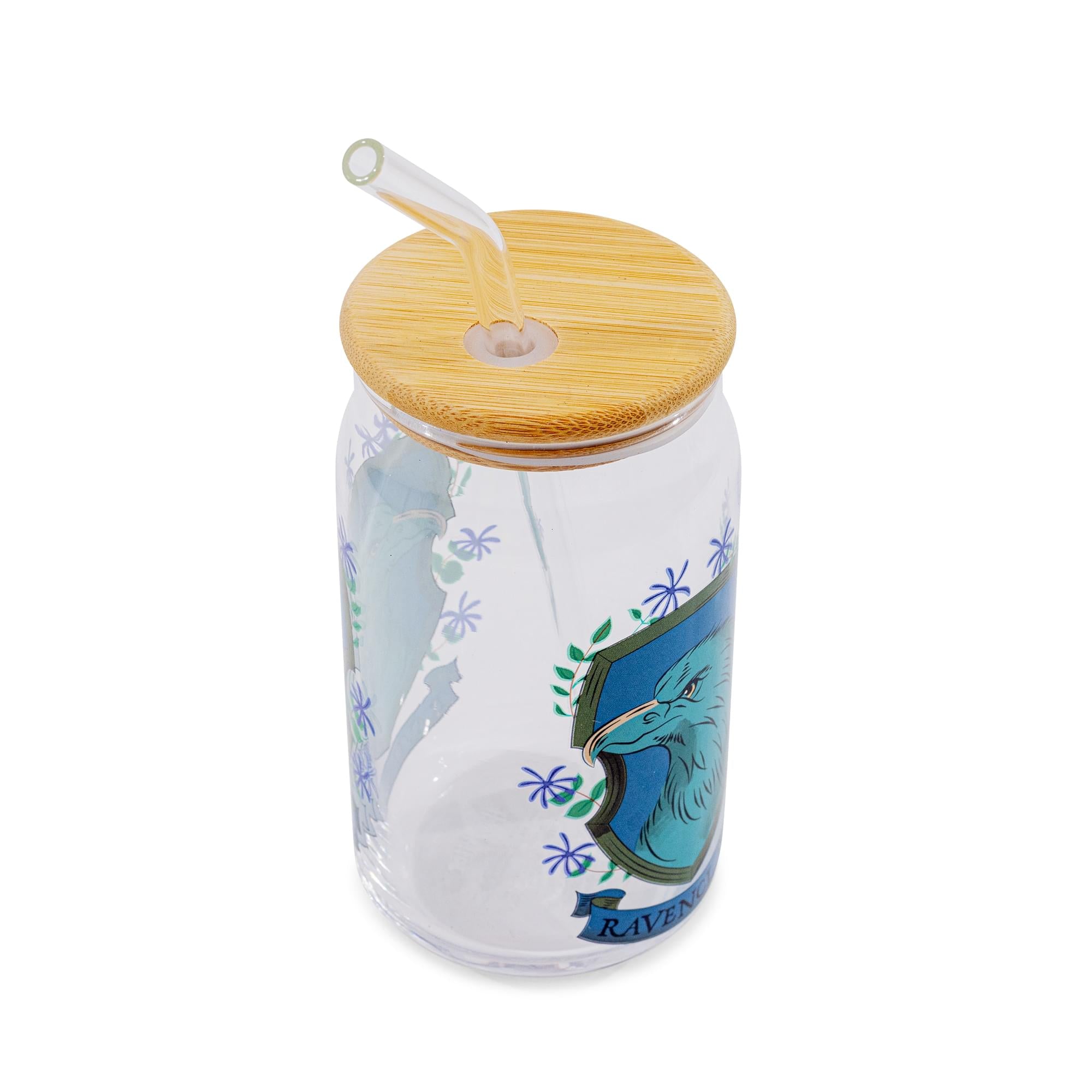 Harry Potter Ravenclaw House Mascot Glass Tumbler With Bamboo Lid and Straw