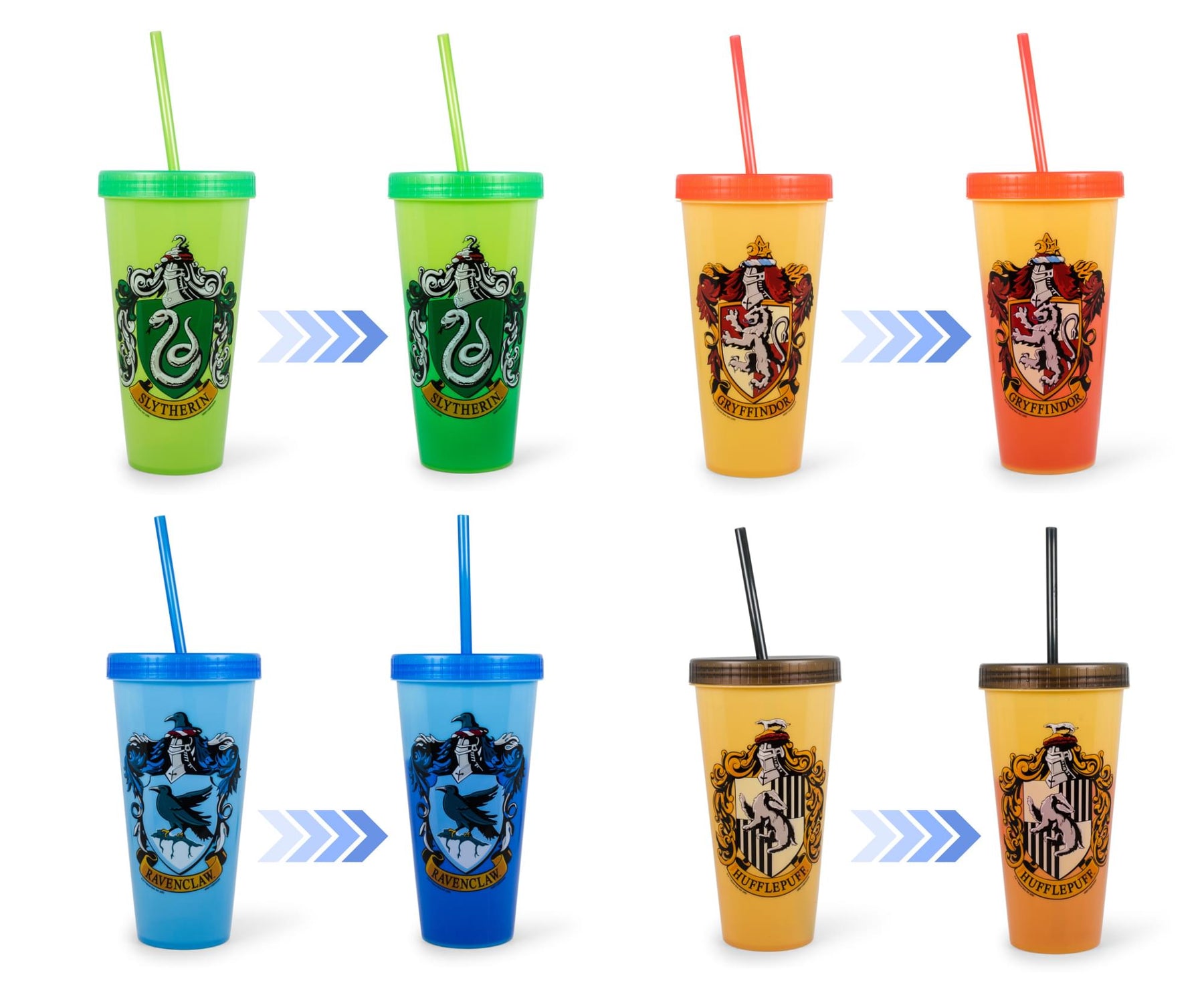 Harry Potter Hogwarts Houses Color-Changing Plastic Tumblers | Set Of 4