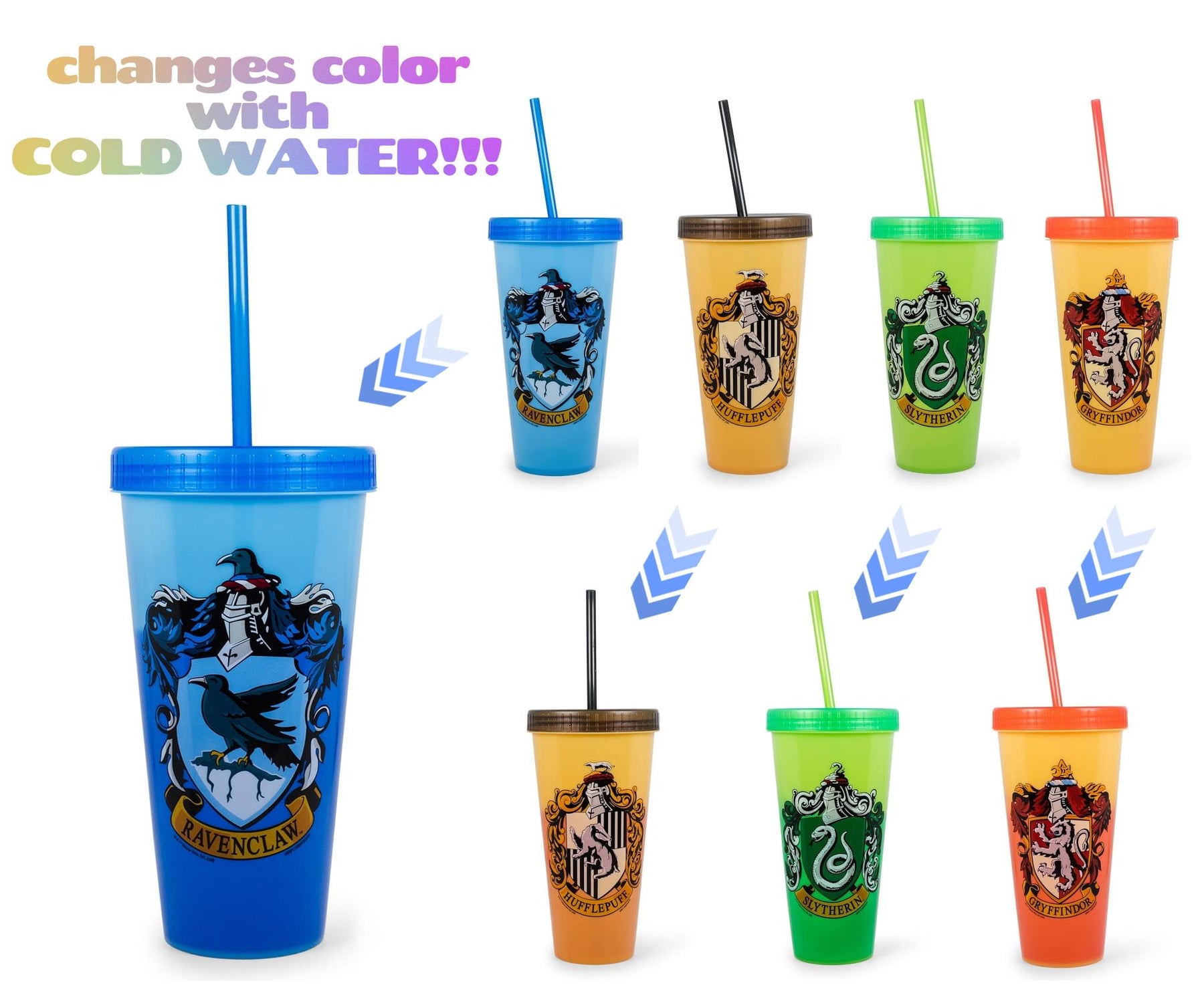 Harry Potter Hogwarts Houses Color-Changing Plastic Tumblers | Set Of 4