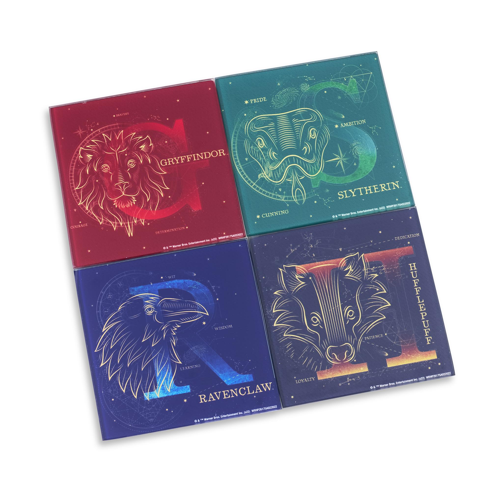 Harry Potter House Constellations 4-Piece Glass Coaster Set | 4 x 4 Inches