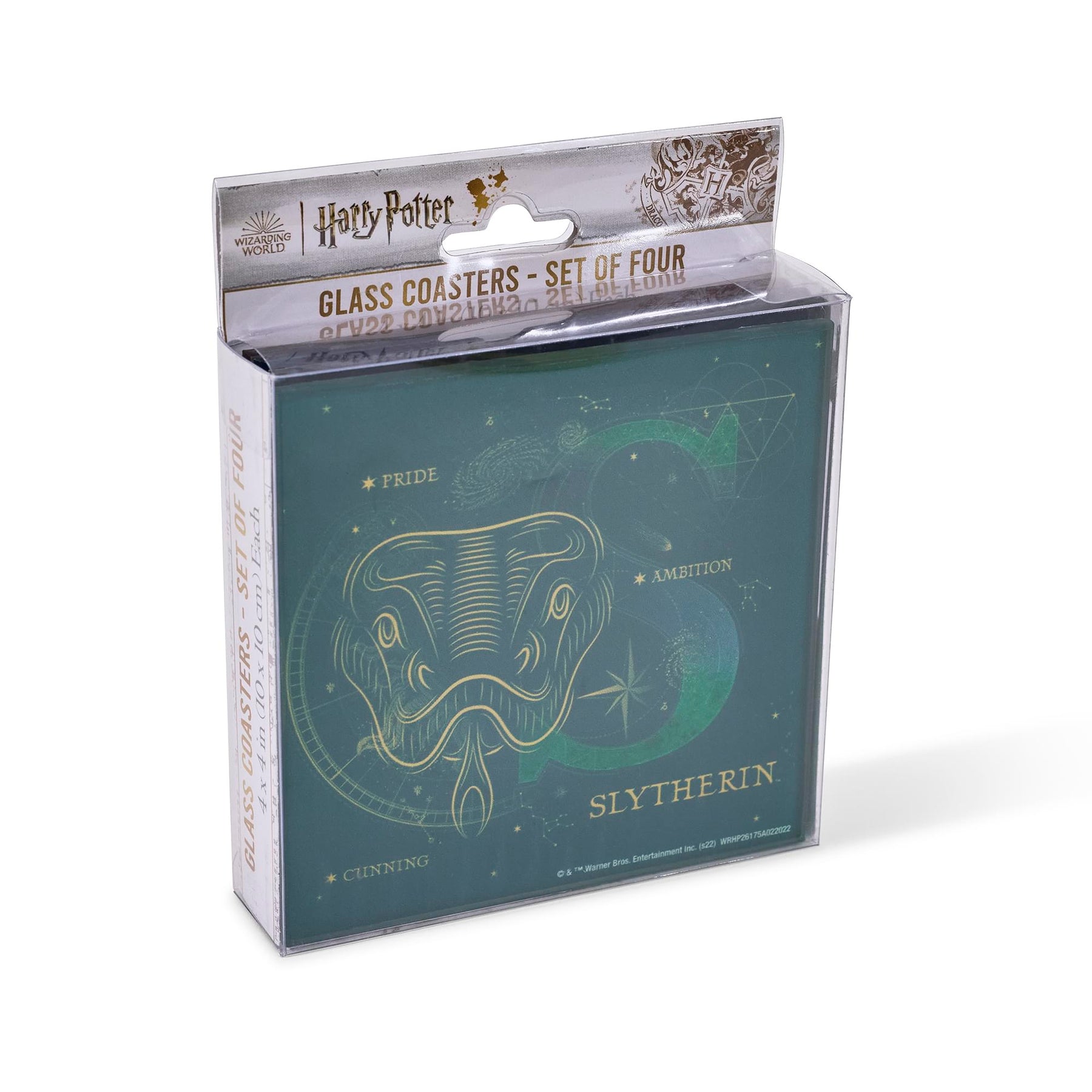 Harry Potter House Constellations 4-Piece Glass Coaster Set | 4 x 4 Inches