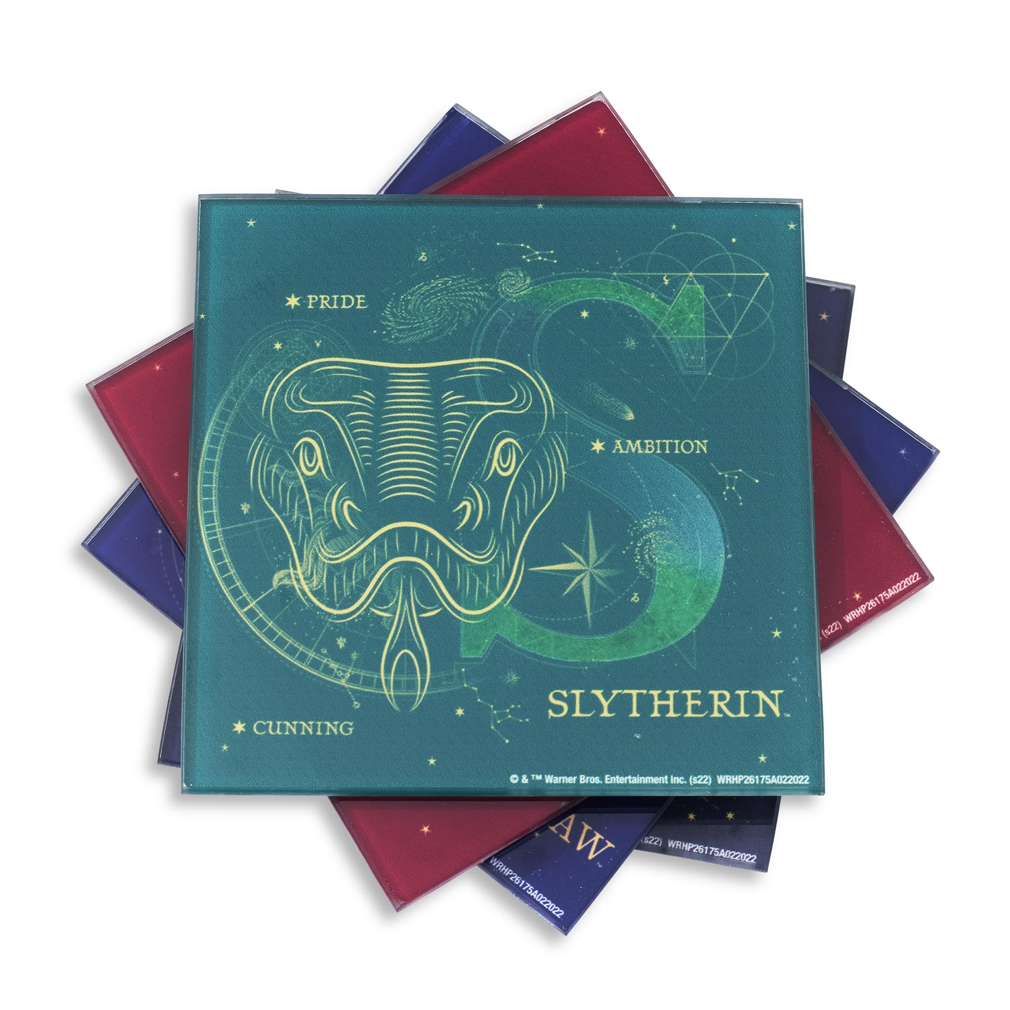 Harry Potter House Constellations 4-Piece Glass Coaster Set | 4 x 4 Inches