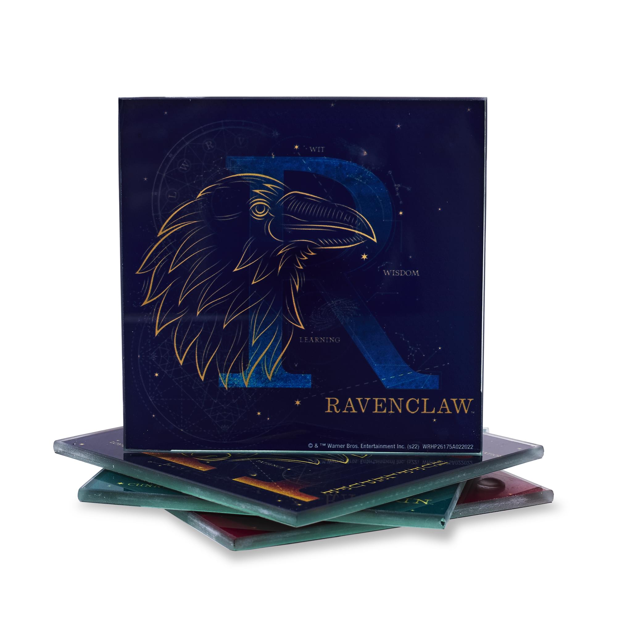 Harry Potter House Constellations 4-Piece Glass Coaster Set | 4 x 4 Inches