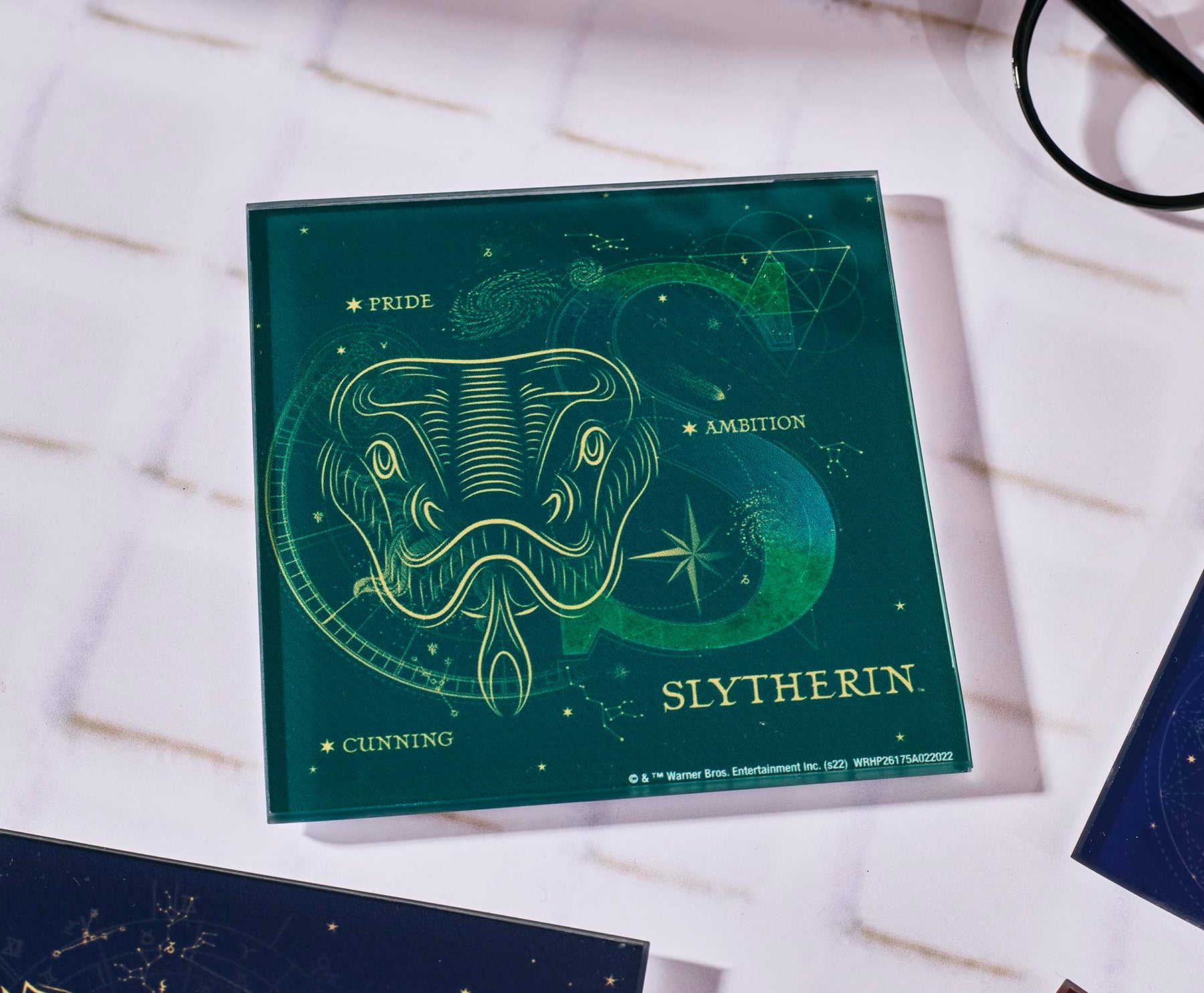 Harry Potter House Constellations 4-Piece Glass Coaster Set | 4 x 4 Inches