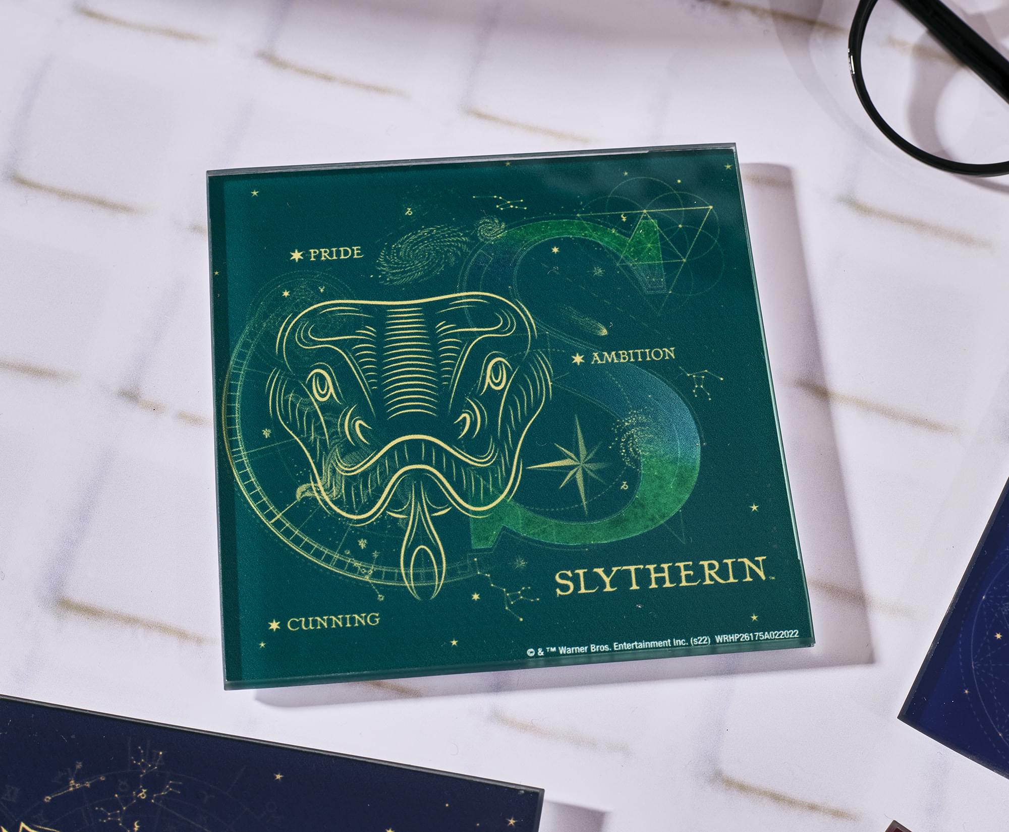 Harry Potter House Constellations 4-Piece Glass Coaster Set | 4 x 4 Inches