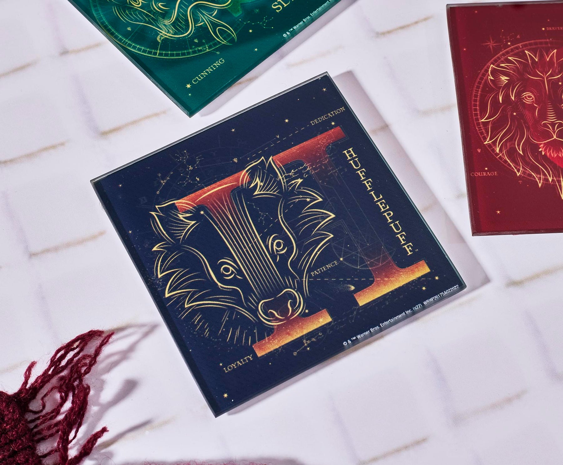 Harry Potter House Constellations 4-Piece Glass Coaster Set | 4 x 4 Inches