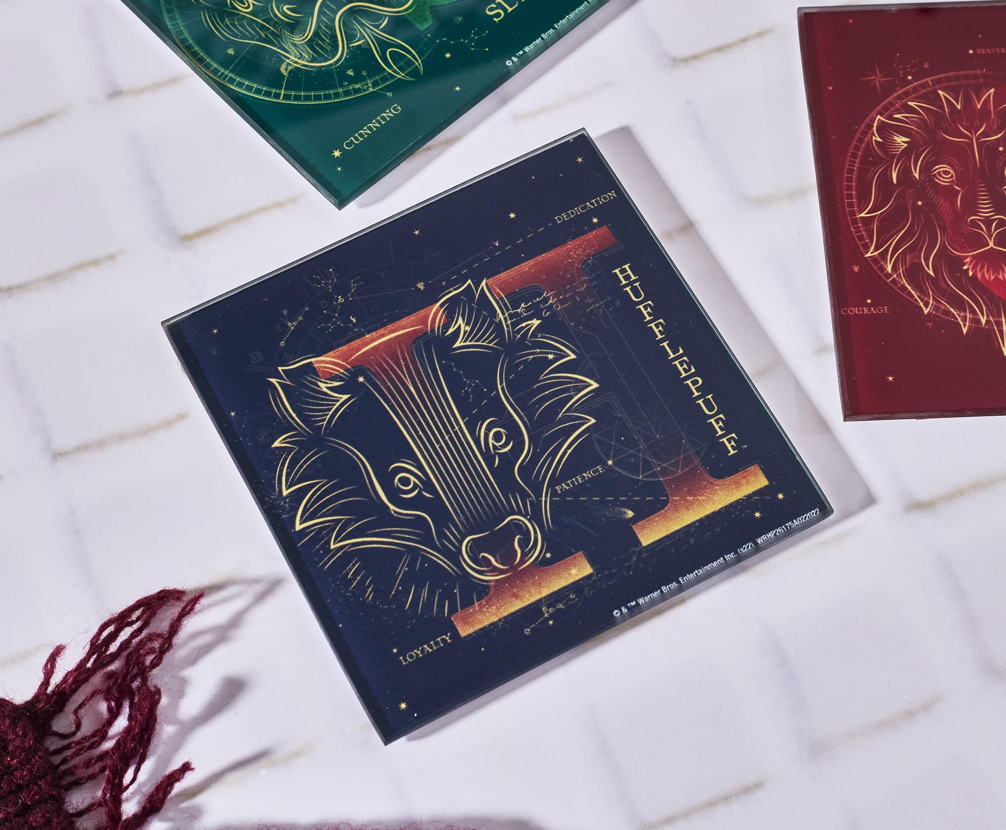 Harry Potter House Constellations 4-Piece Glass Coaster Set | 4 x 4 Inches