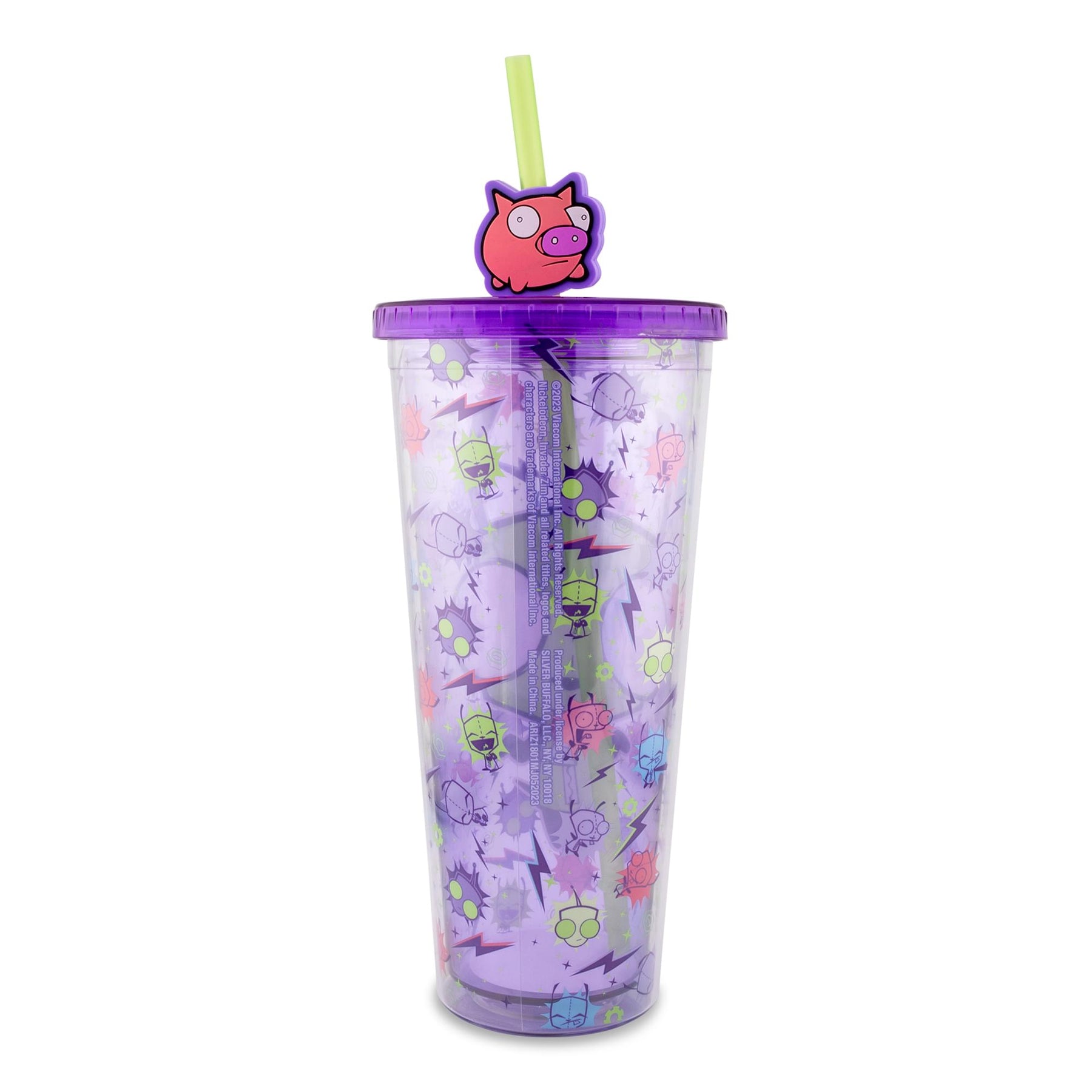Invader Zim GIR Plastic Carnival Cup With Lid and Straw Topper | Holds 24 Ounces