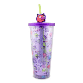 Invader Zim GIR Plastic Carnival Cup With Lid and Straw Topper | Holds 24 Ounces