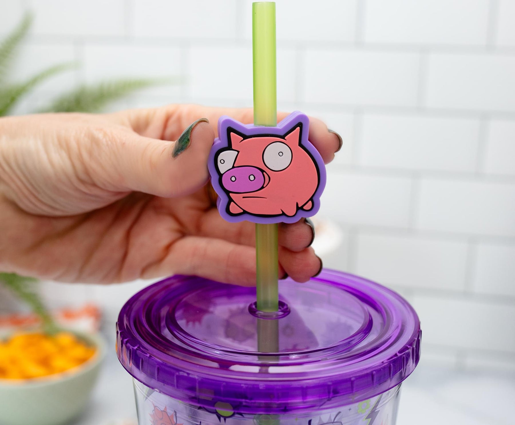 Invader Zim GIR Plastic Carnival Cup With Lid and Straw Topper | Holds 24 Ounces
