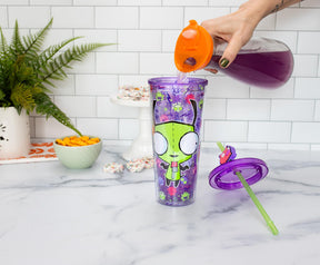 Invader Zim GIR Plastic Carnival Cup With Lid and Straw Topper | Holds 24 Ounces