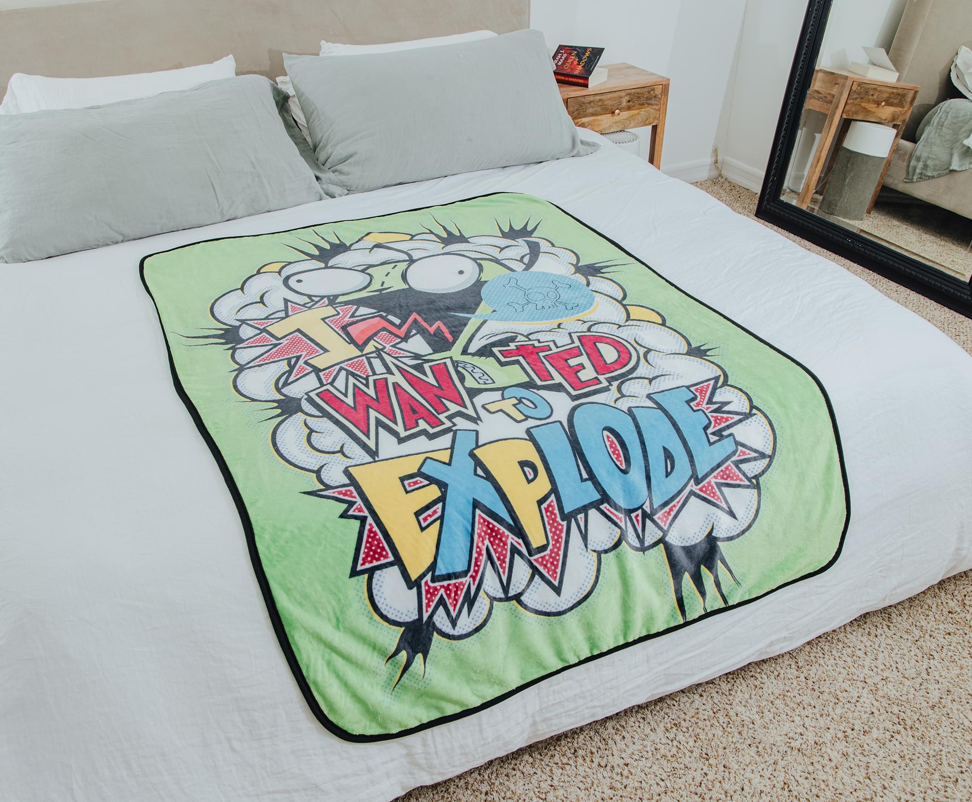 Invader Zim GIR "I Wanted To Explode" Fleece Throw Blanket | 45 x 60 Inches