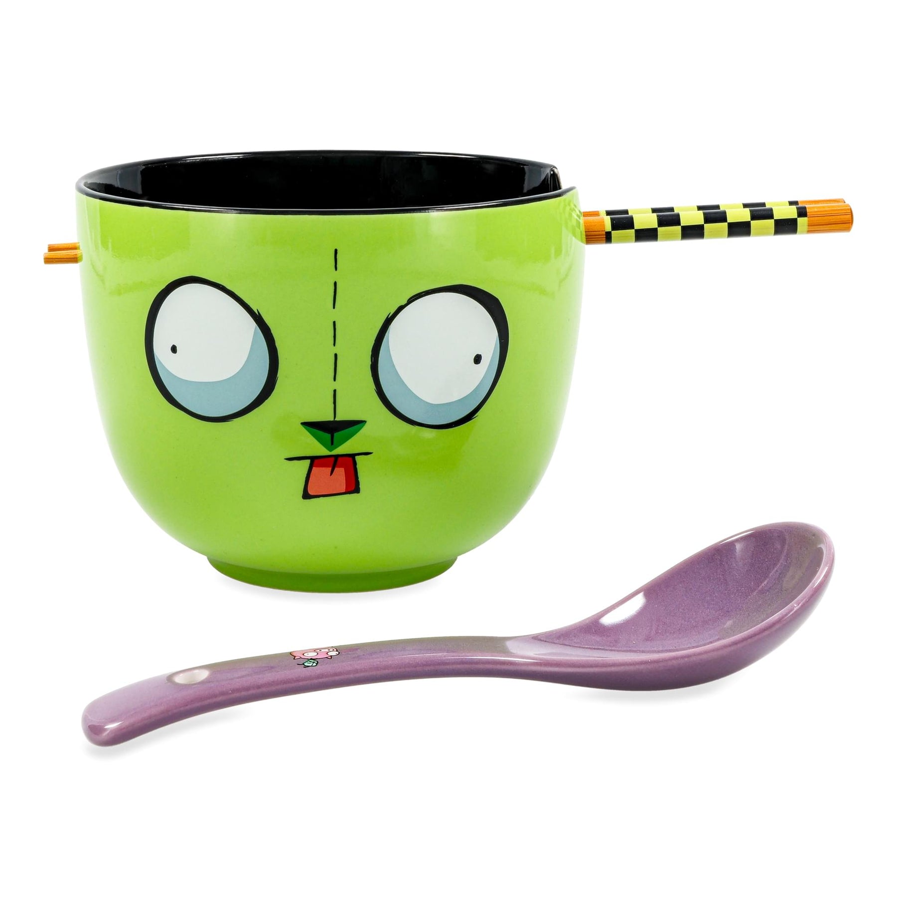 Invader Zim GIR Ceramic Ramen Bowl, Chopstick, and Spoon Set