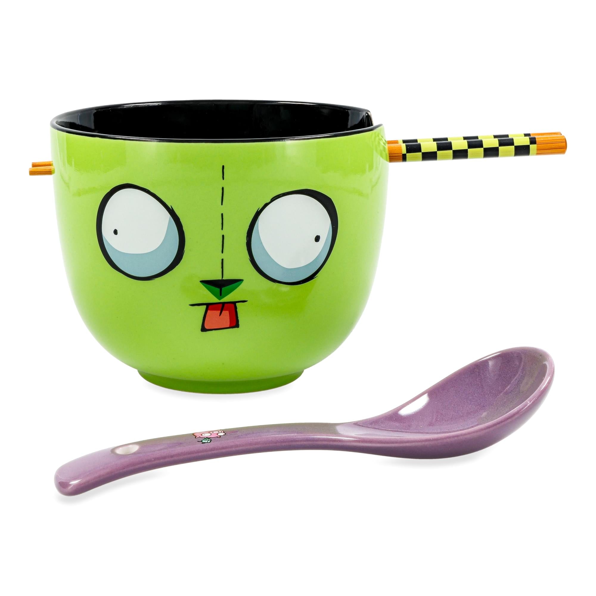 Invader Zim GIR Ceramic Ramen Bowl, Chopstick, and Spoon Set
