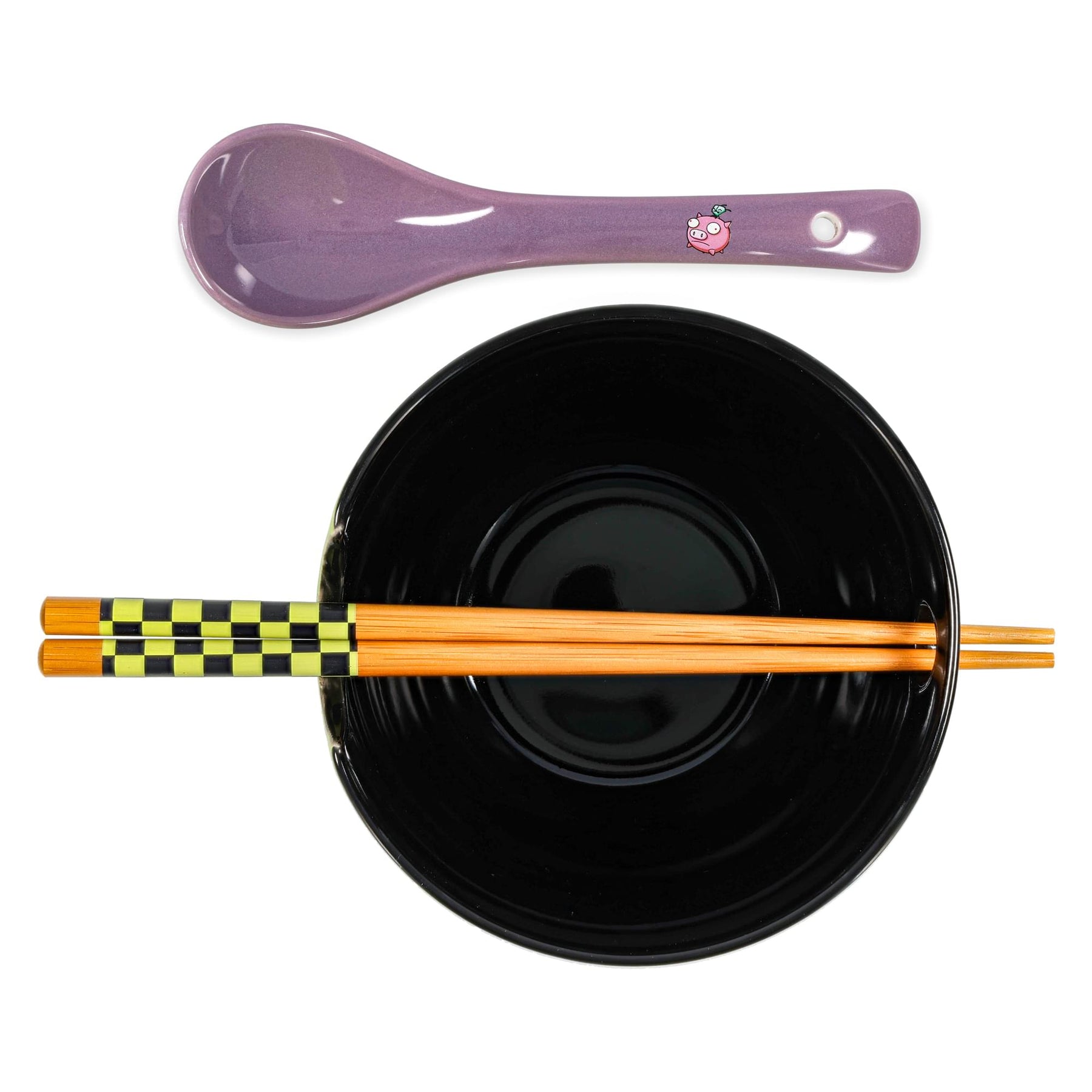 Invader Zim GIR Ceramic Ramen Bowl, Chopstick, and Spoon Set