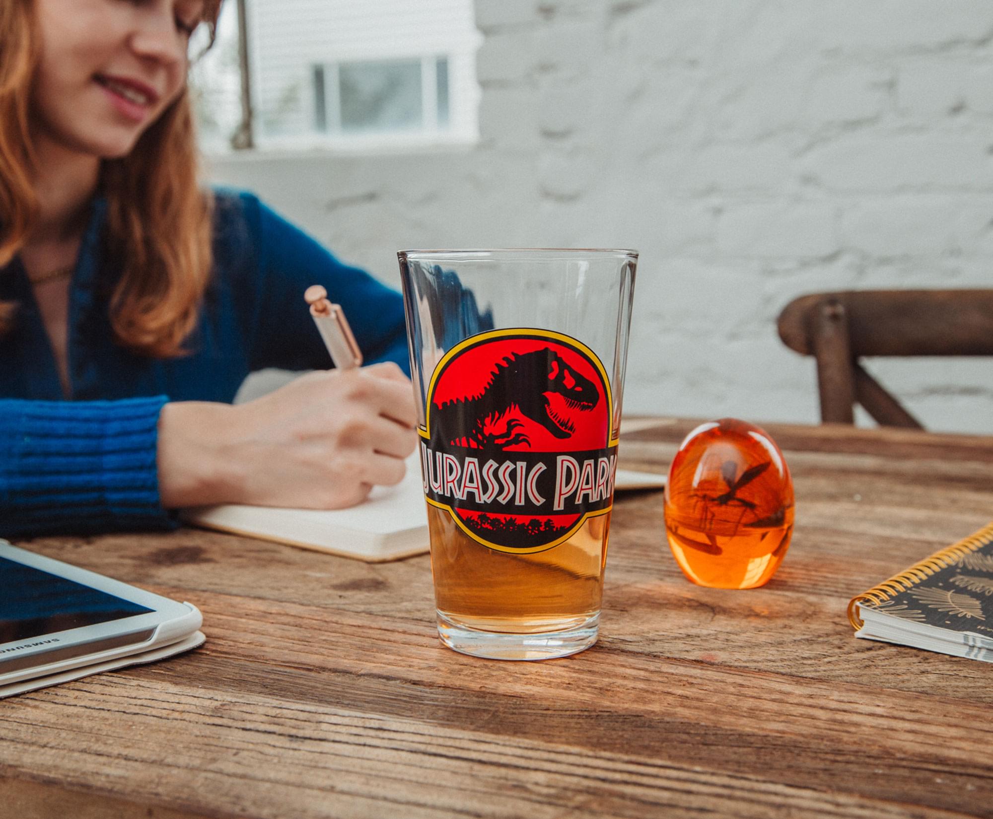 Jurassic Park Logo Pint Glass | Holds 16 Ounces