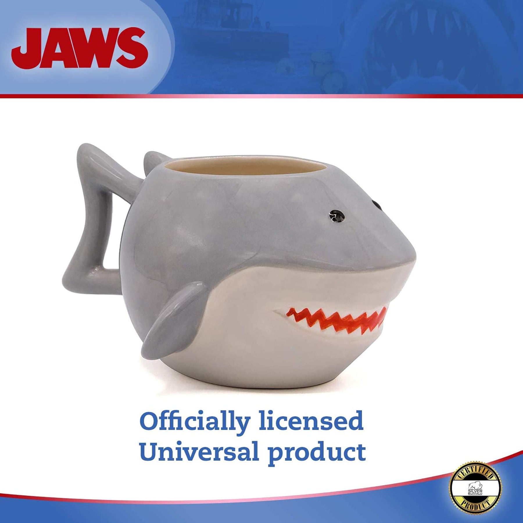 Jaws Great White Shark Sculpted Ceramic Mug | Holds 20 Ounces