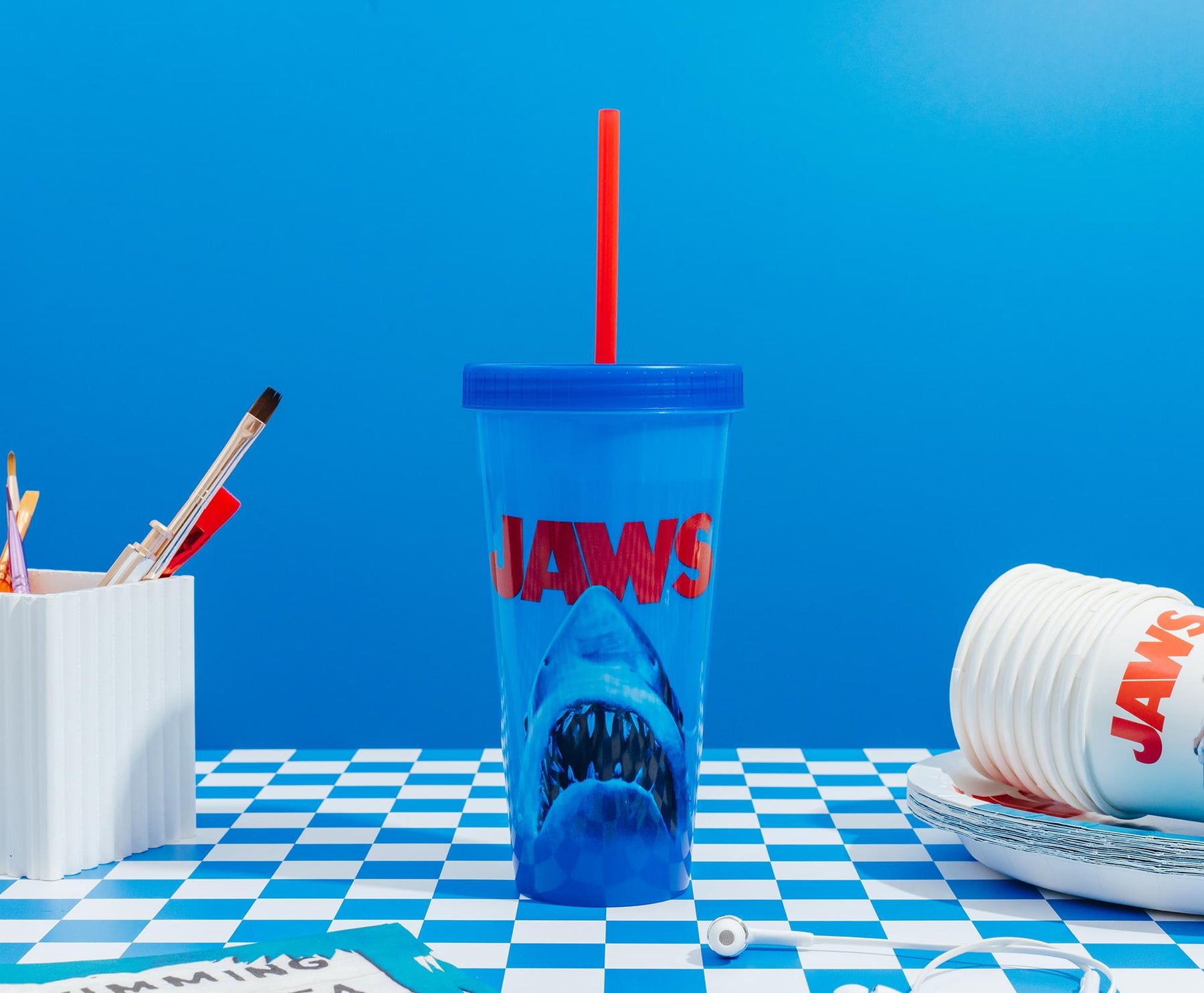 Jaws Poster Logo Color-Changing Tumbler With Lid and Straw | Holds 24 Ounces