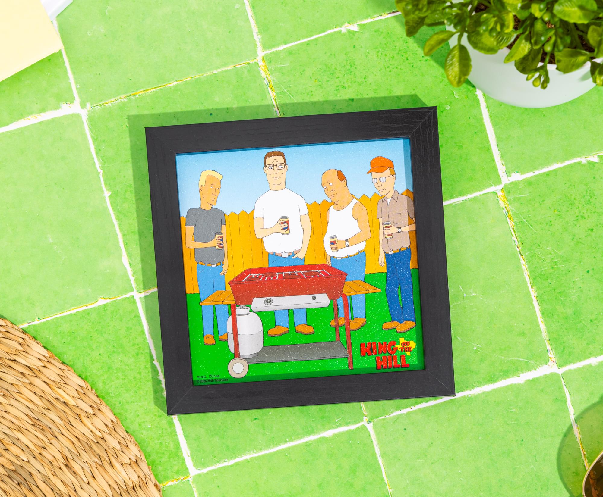 King Of The Hill Neighborhood BBQ Framed MDF Wall Art | 6 x 6 Inches