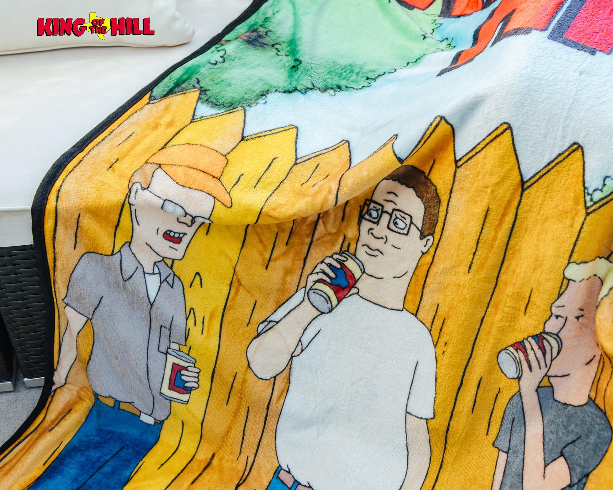 King Of The Hill Group Logo Scene Flannel Throw Blanket | 45 x 60 Inches