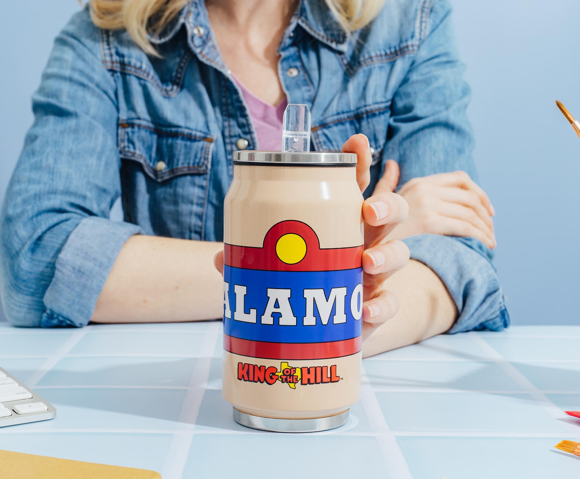 King Of The Hill Alamo Beer Logo Stainless Steel Drinking Can | Holds 9 Ounces