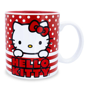 Sanrio Hello Kitty Dots And Stripes Ceramic Mug | Holds 20 Ounces