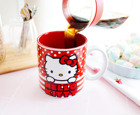 Sanrio Hello Kitty Dots And Stripes Ceramic Mug | Holds 20 Ounces