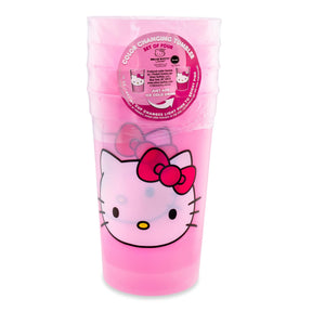 Sanrio Hello Kitty 4-Piece Color-Change Plastic Cup Set | Each Holds 15 Ounces