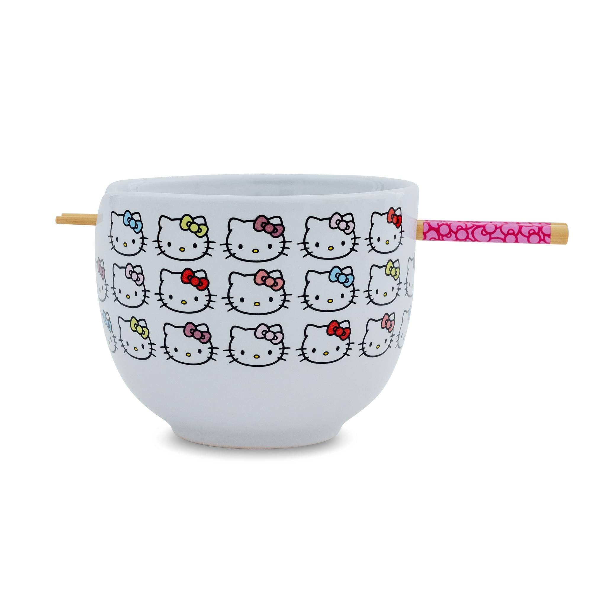 Sanrio Hello Kitty Faces 20-Ounce Ceramic Ramen Bowl With Chopsticks